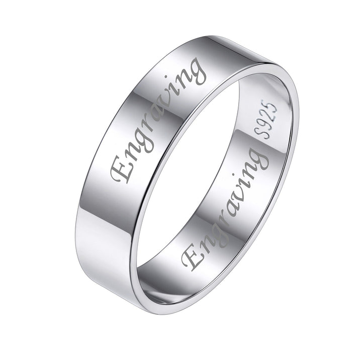 925 Sterling Silver Custom Simple Band Ring for Couples, 3mm/5mm