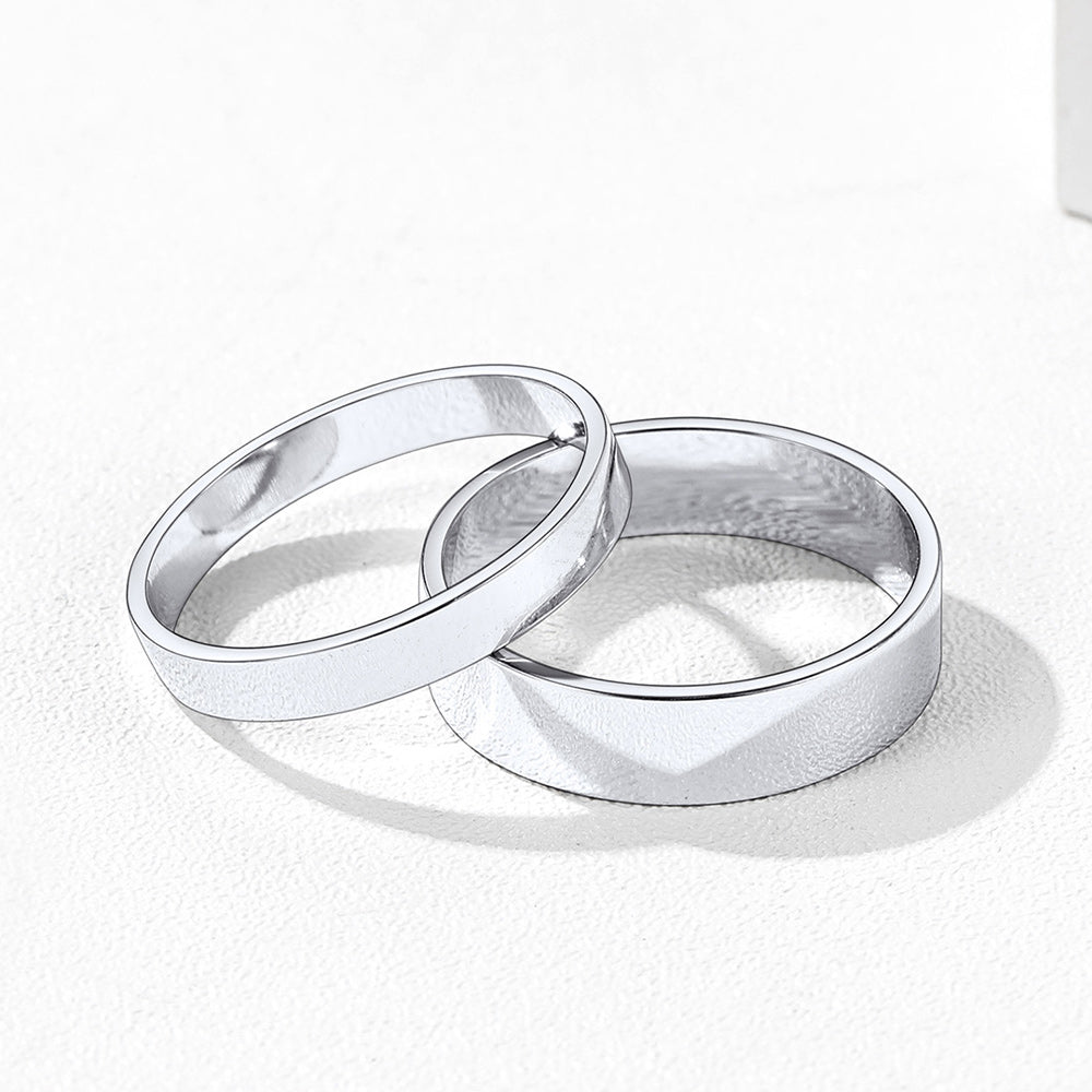 925 Sterling Silver Custom Simple Band Ring for Couples, 3mm/5mm