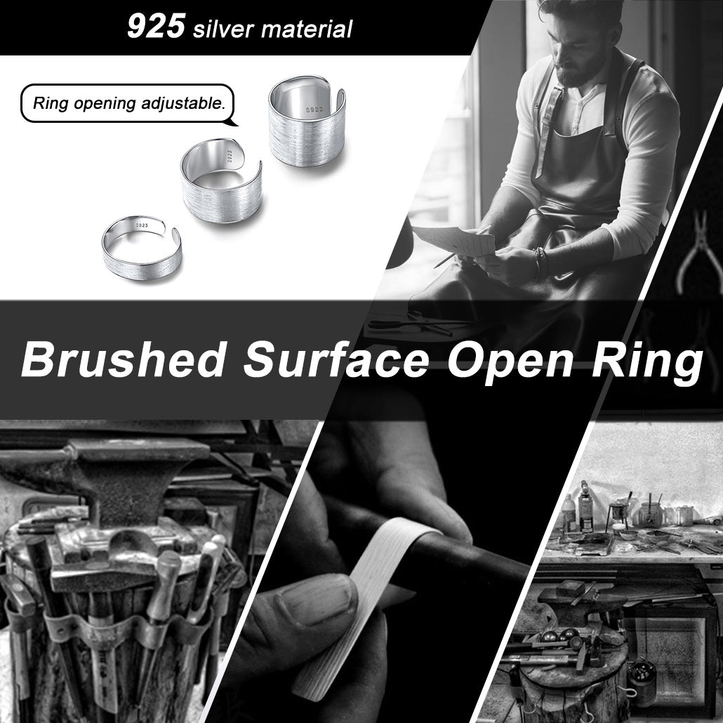 925 Sterling Silver Custom Open Band Ring for Men Women, 5/10/15mm