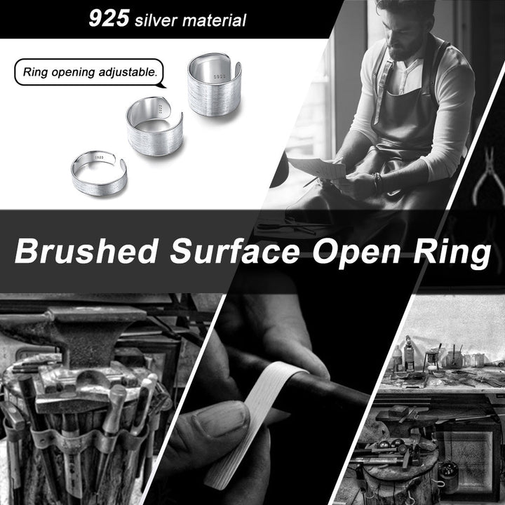 925 Sterling Silver Custom Open Band Ring for Men Women, 5/10/15mm