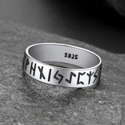 Sterling Silver Norse Viking Runes Ring for Men Women