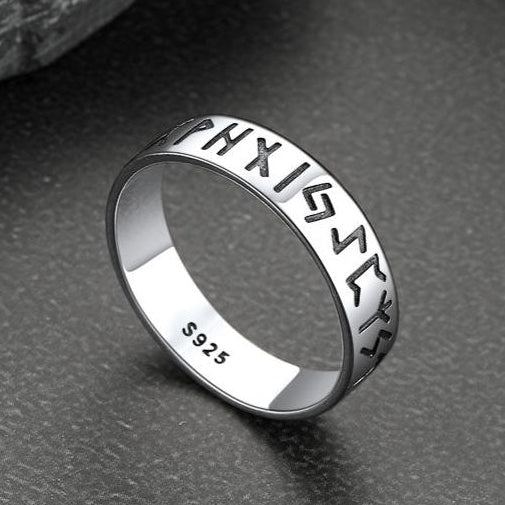 Sterling Silver Norse Viking Runes Ring for Men Women