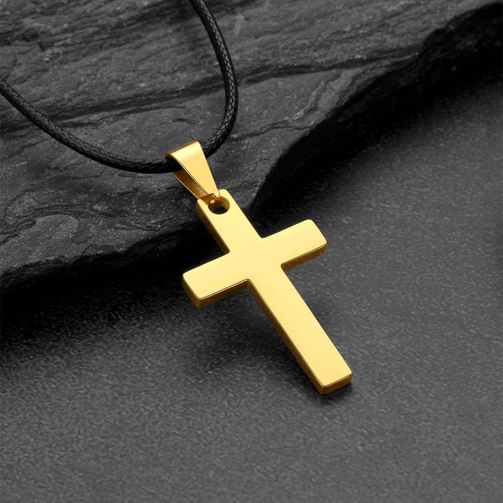 Simple Cross Braided Leather Pendant Necklace for Men Christian