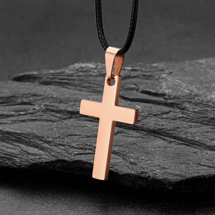 Simple Cross Braided Leather Pendant Necklace for Men Christian