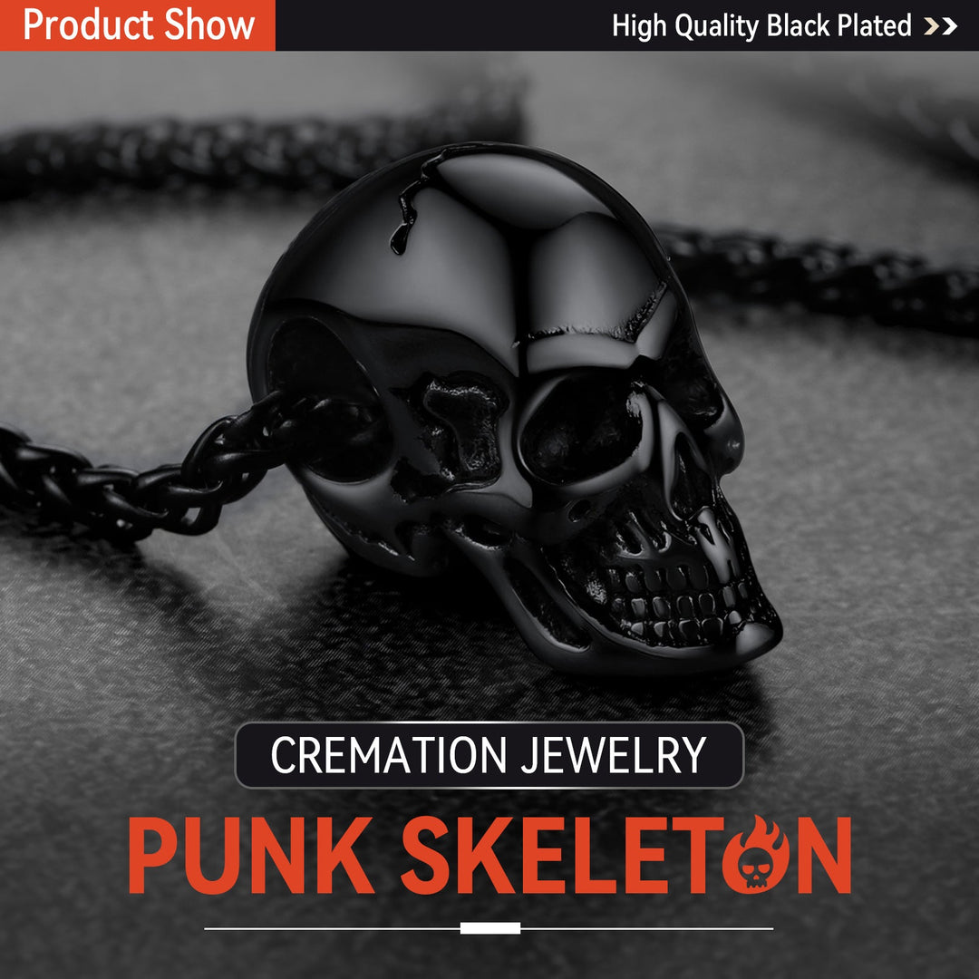 Skull Cremation Urn Necklace for Ashes Memorial Pendant for Men