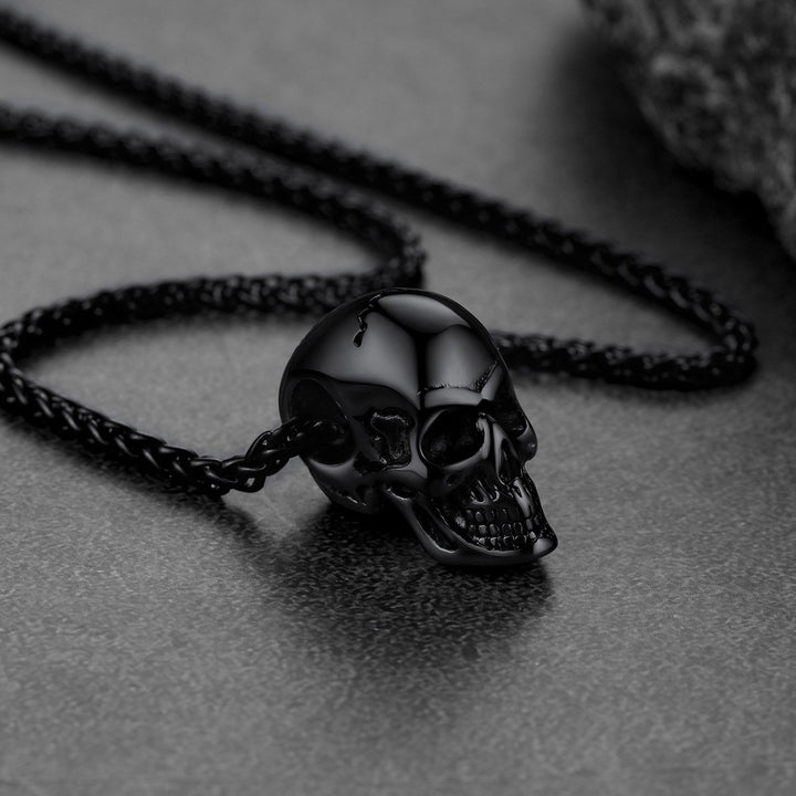 Skull Cremation Urn Necklace for Ashes Memorial Pendant for Men