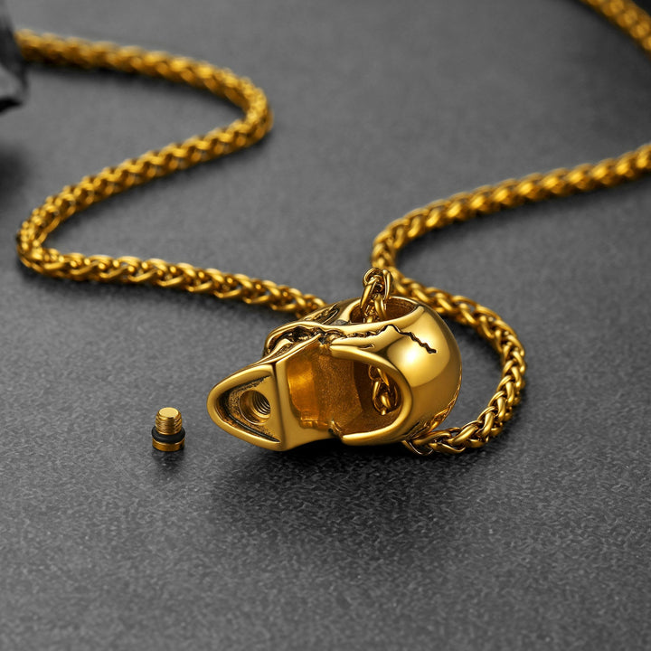 Skull Cremation Urn Necklace for Ashes Memorial Pendant for Men