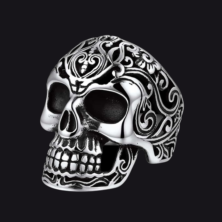 Gothic Skull Hollow Sugar Stainless Steel Ring for Men