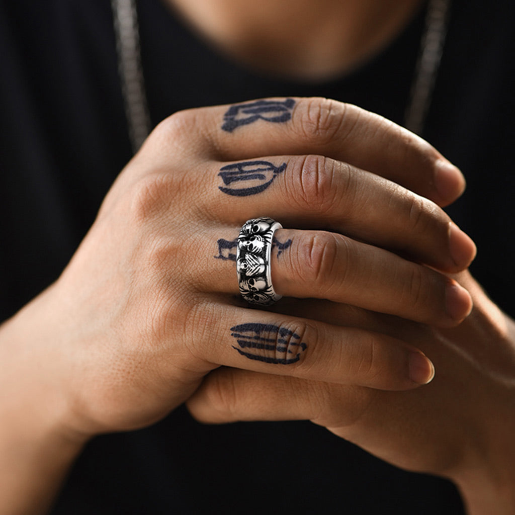 See No Evil, Hear No Evil, Speak No Evil Skulls Ring for Men