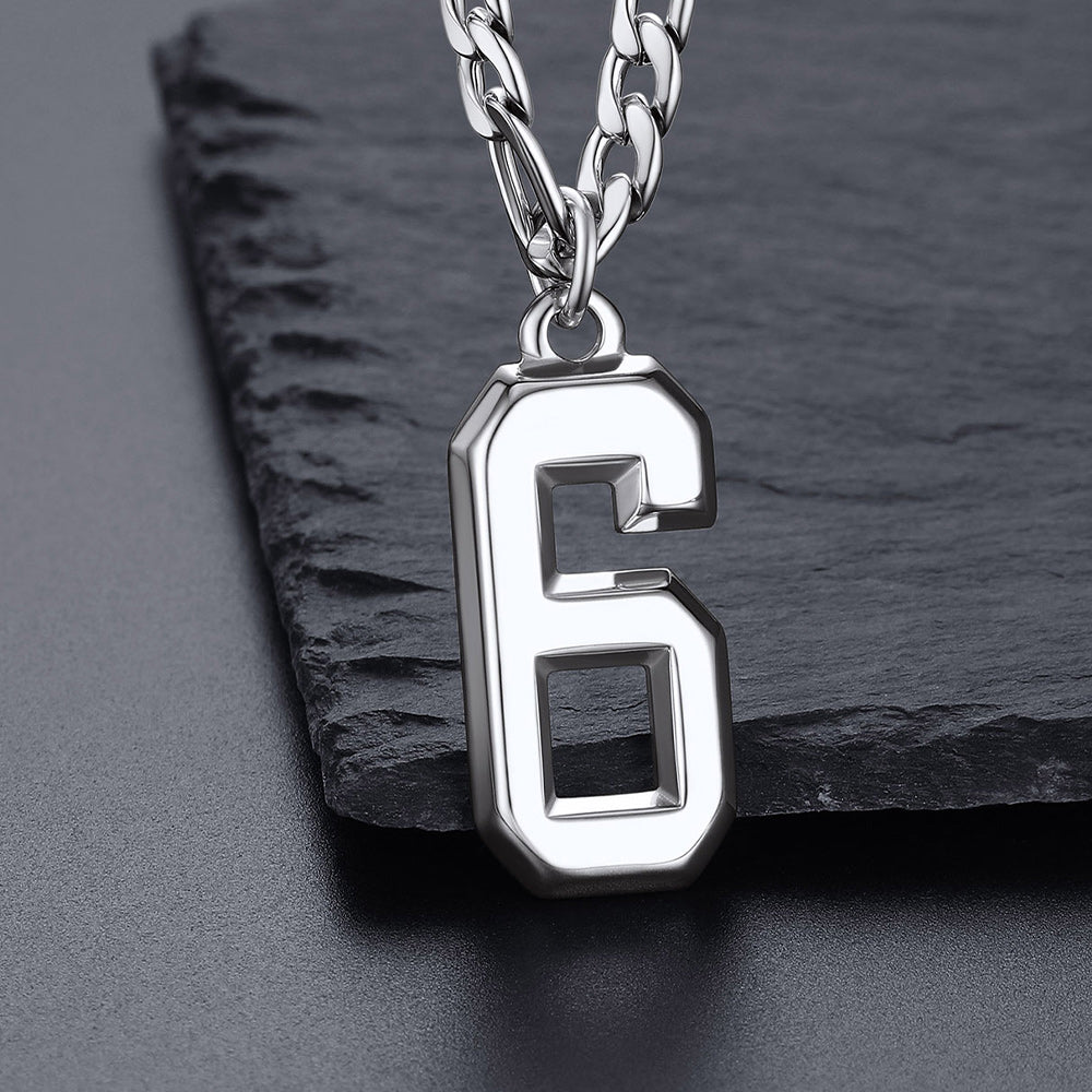 Sports Jersey Number Pendant Necklace with Figaro Chain for Men Boys