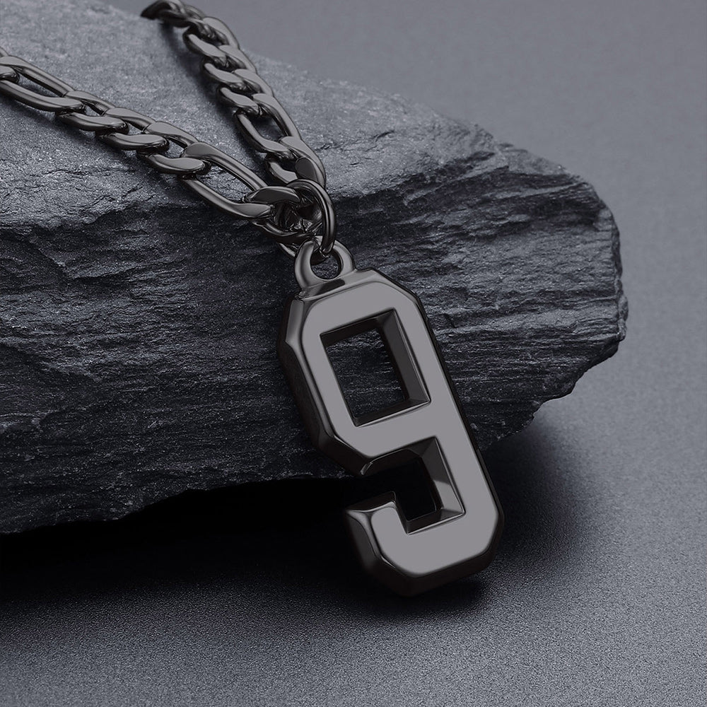 Sports Jersey Number Pendant Necklace with Figaro Chain for Men Boys