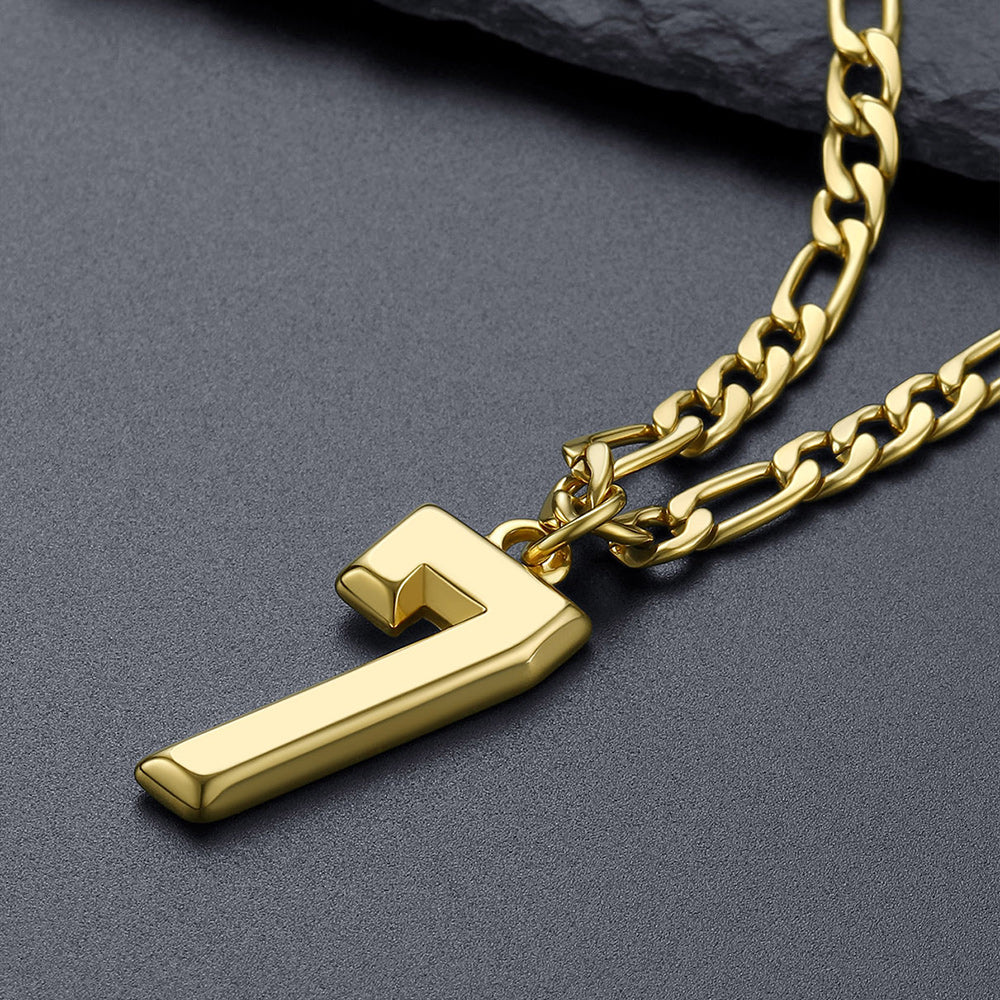 Sports Jersey Number Pendant Necklace with Figaro Chain for Men Boys