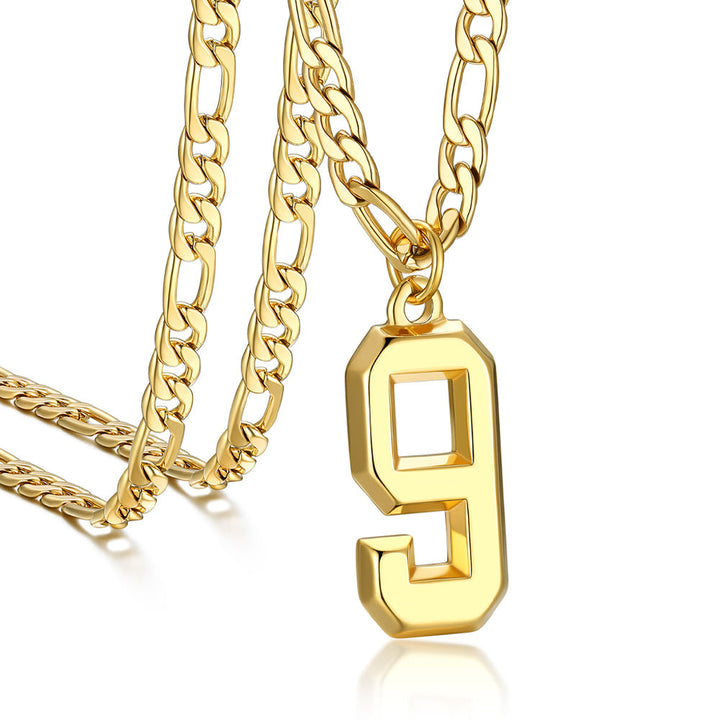 Sports Jersey Number Pendant Necklace with Figaro Chain for Men Boys