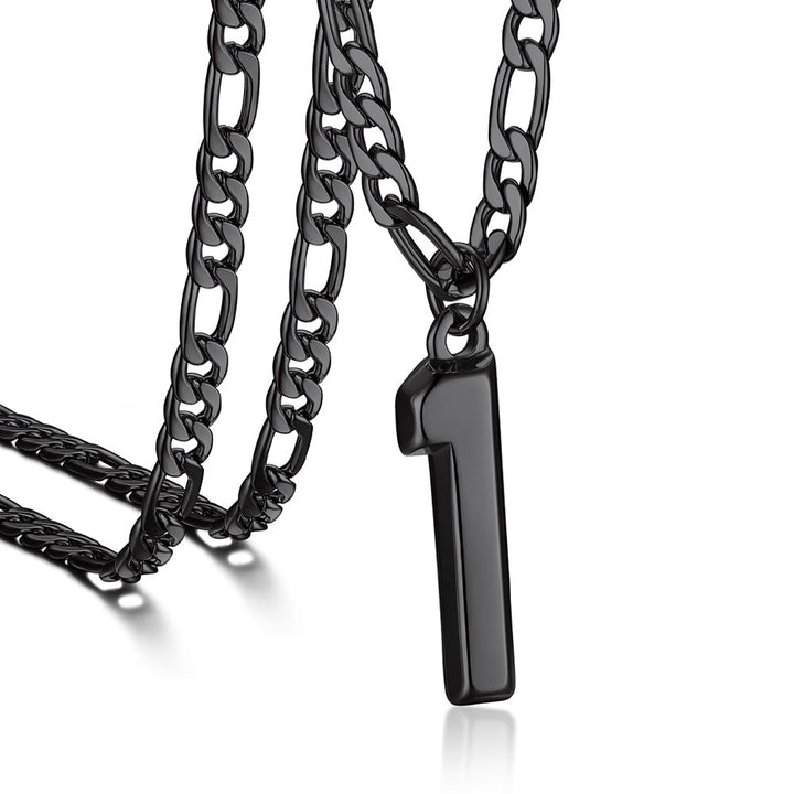Sports Jersey Number Pendant Necklace with Figaro Chain for Men Boys