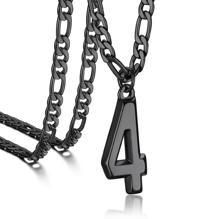 Sports Jersey Number Pendant Necklace with Figaro Chain for Men Boys