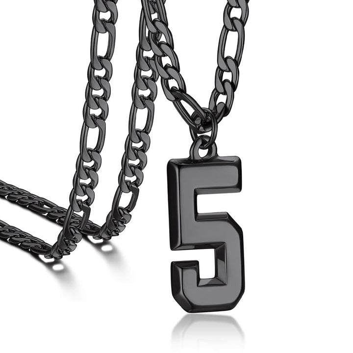 Sports Jersey Number Pendant Necklace with Figaro Chain for Men Boys