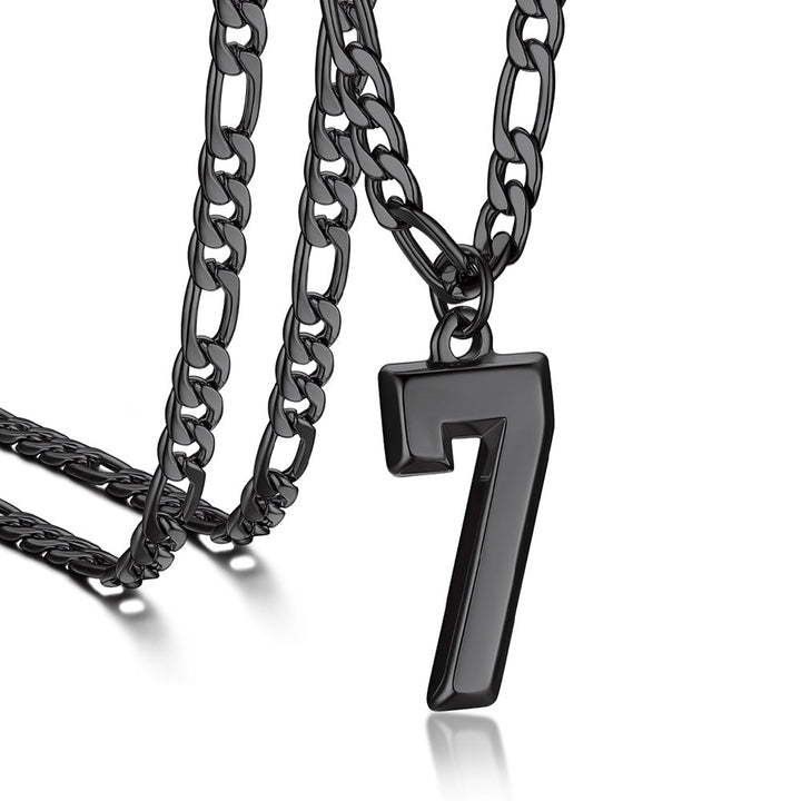 Sports Jersey Number Pendant Necklace with Figaro Chain for Men Boys