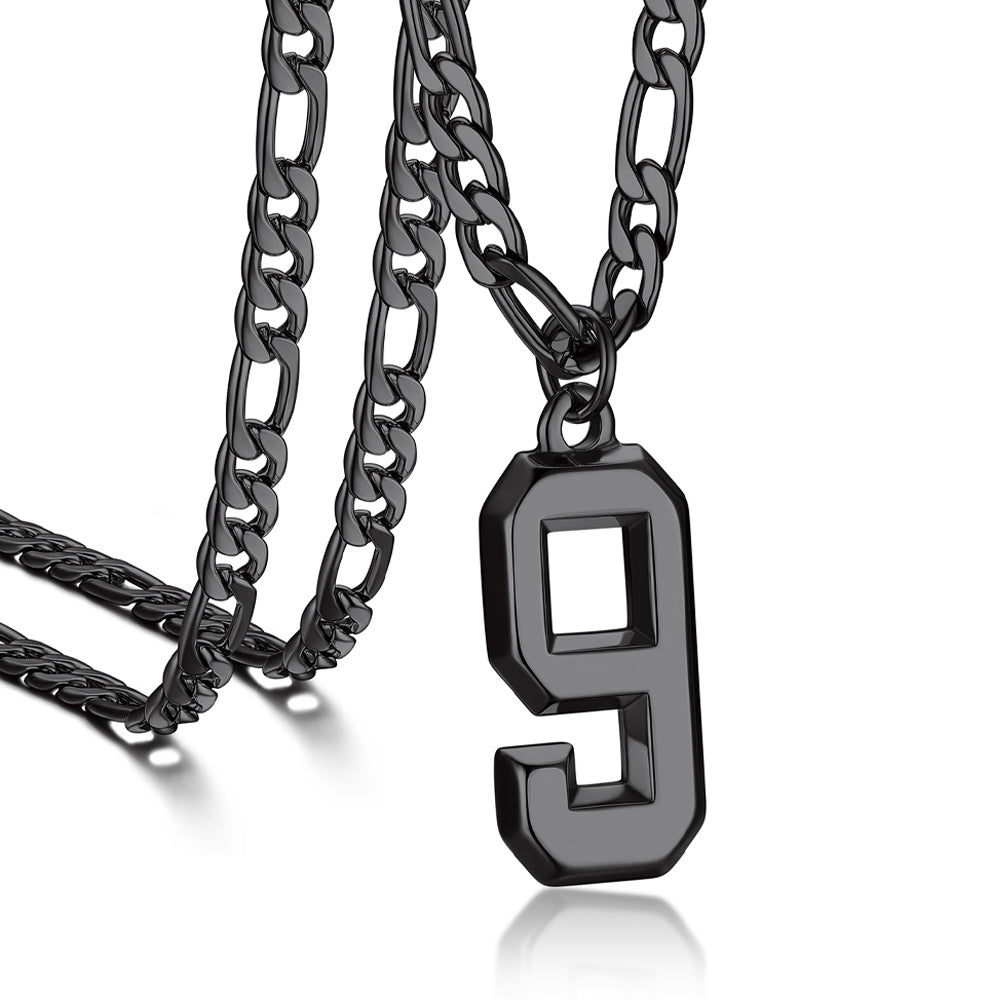 Sports Jersey Number Pendant Necklace with Figaro Chain for Men Boys