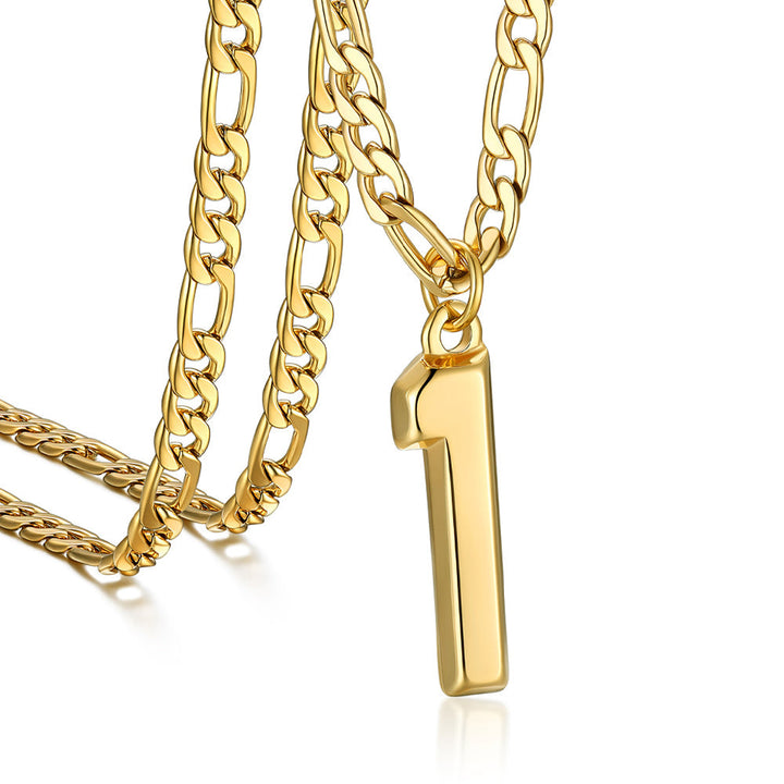 Sports Jersey Number Pendant Necklace with Figaro Chain for Men Boys