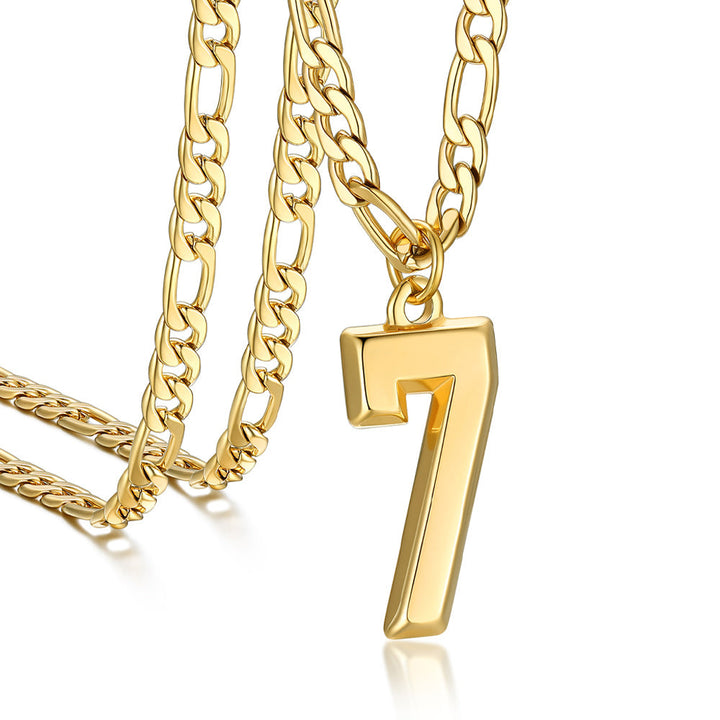 Sports Jersey Number Pendant Necklace with Figaro Chain for Men Boys
