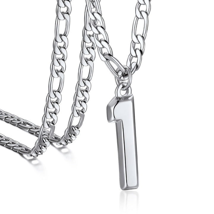 Sports Jersey Number Pendant Necklace with Figaro Chain for Men Boys