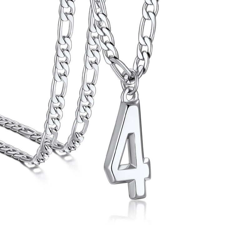 Sports Jersey Number Pendant Necklace with Figaro Chain for Men Boys