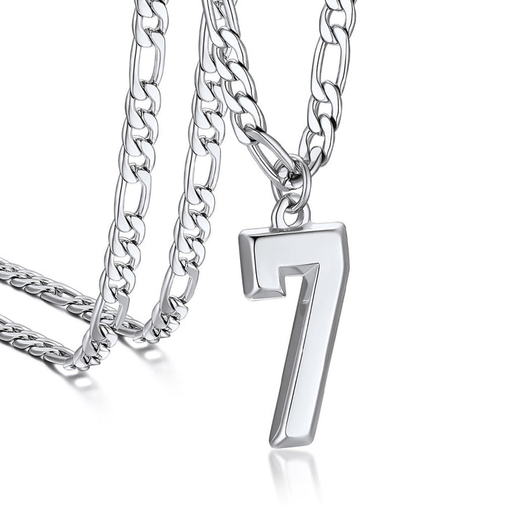 Sports Jersey Number Pendant Necklace with Figaro Chain for Men Boys