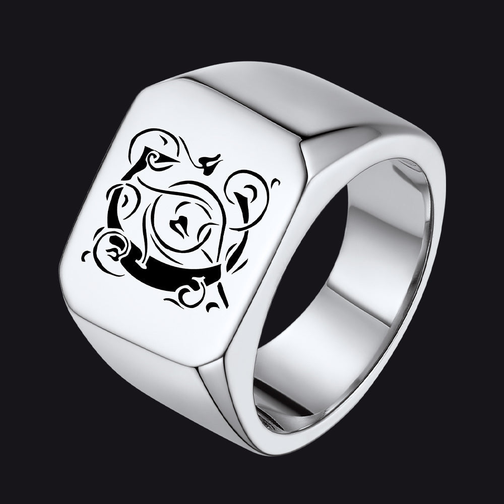 Customized Stainless Steel Signet Ring Gifts for Dad, Son, Men