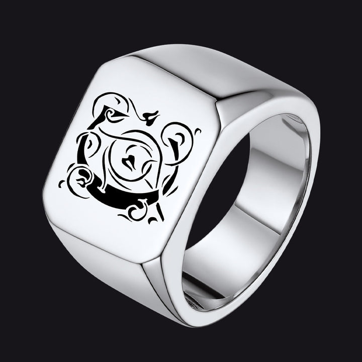 Customized Stainless Steel Signet Ring Gifts for Dad, Son, Men