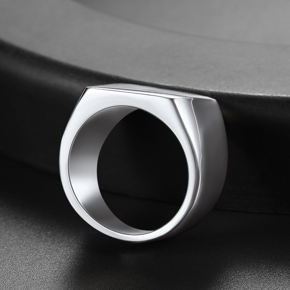Customized Stainless Steel Signet Ring Gifts for Dad, Son, Men