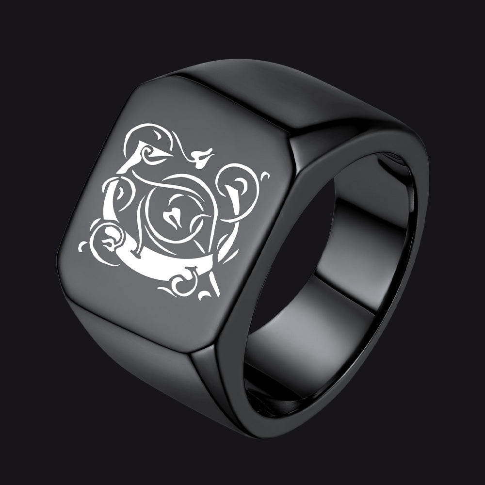 Customized Stainless Steel Signet Ring Gifts for Dad, Son, Men