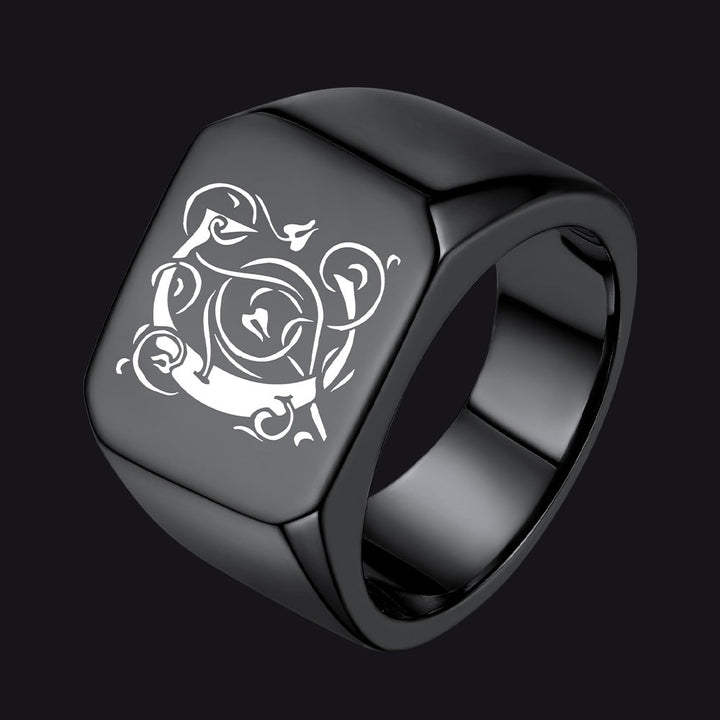 Customized Stainless Steel Signet Ring Gifts for Dad, Son, Men
