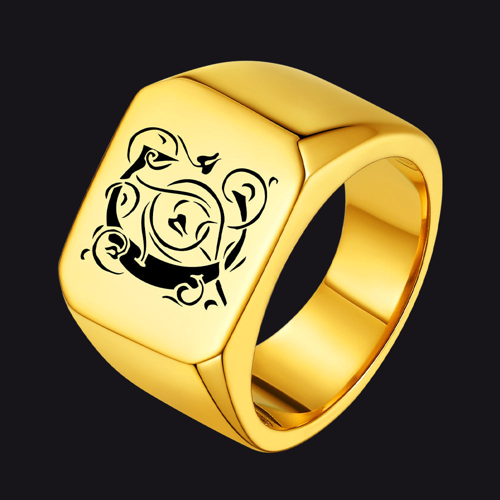 Customized Stainless Steel Signet Ring Gifts for Dad, Son, Men
