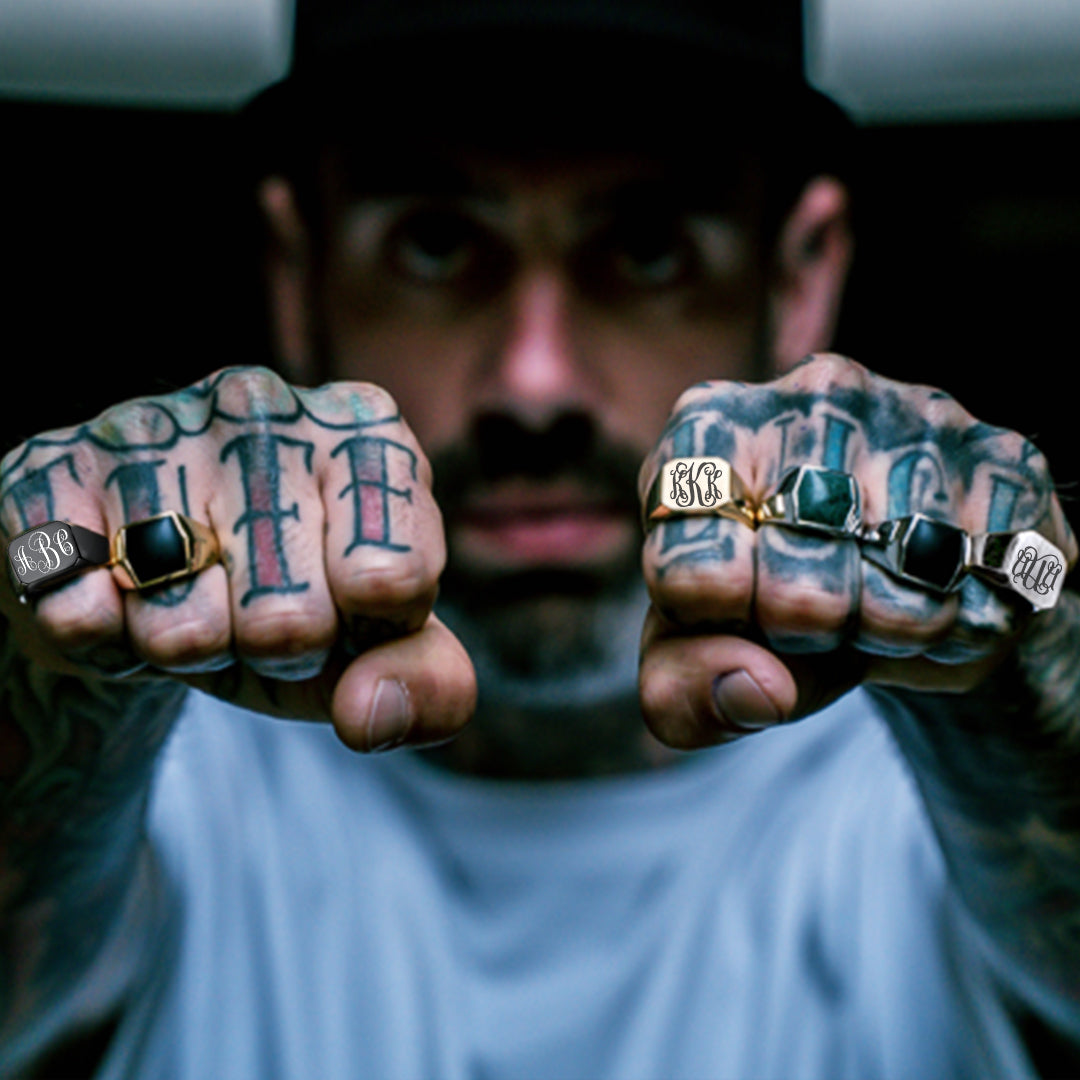 Customized Stainless Steel Signet Ring Gifts for Dad, Son, Men