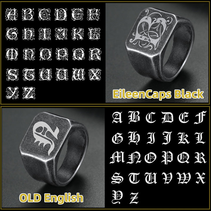 Customized Stainless Steel Signet Ring Gifts for Dad, Son, Men
