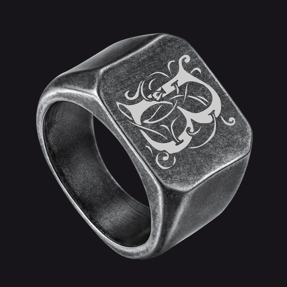 Customized Stainless Steel Signet Ring Gifts for Dad, Son, Men