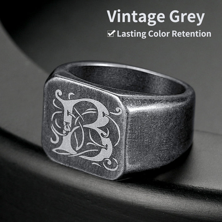 Customized Stainless Steel Signet Ring Gifts for Dad, Son, Men