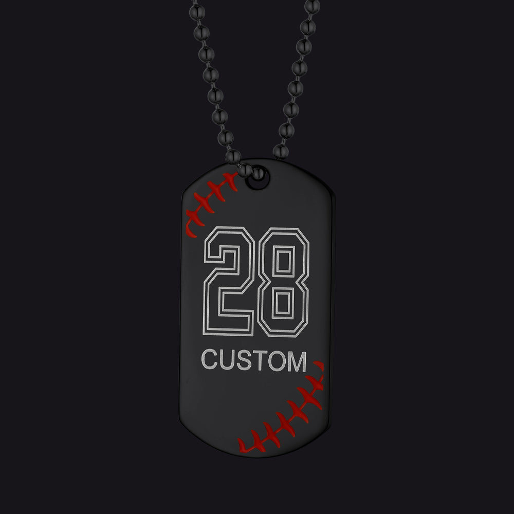 Stainless Steel Customized Baseball Number Dog Tag Necklace for Men
