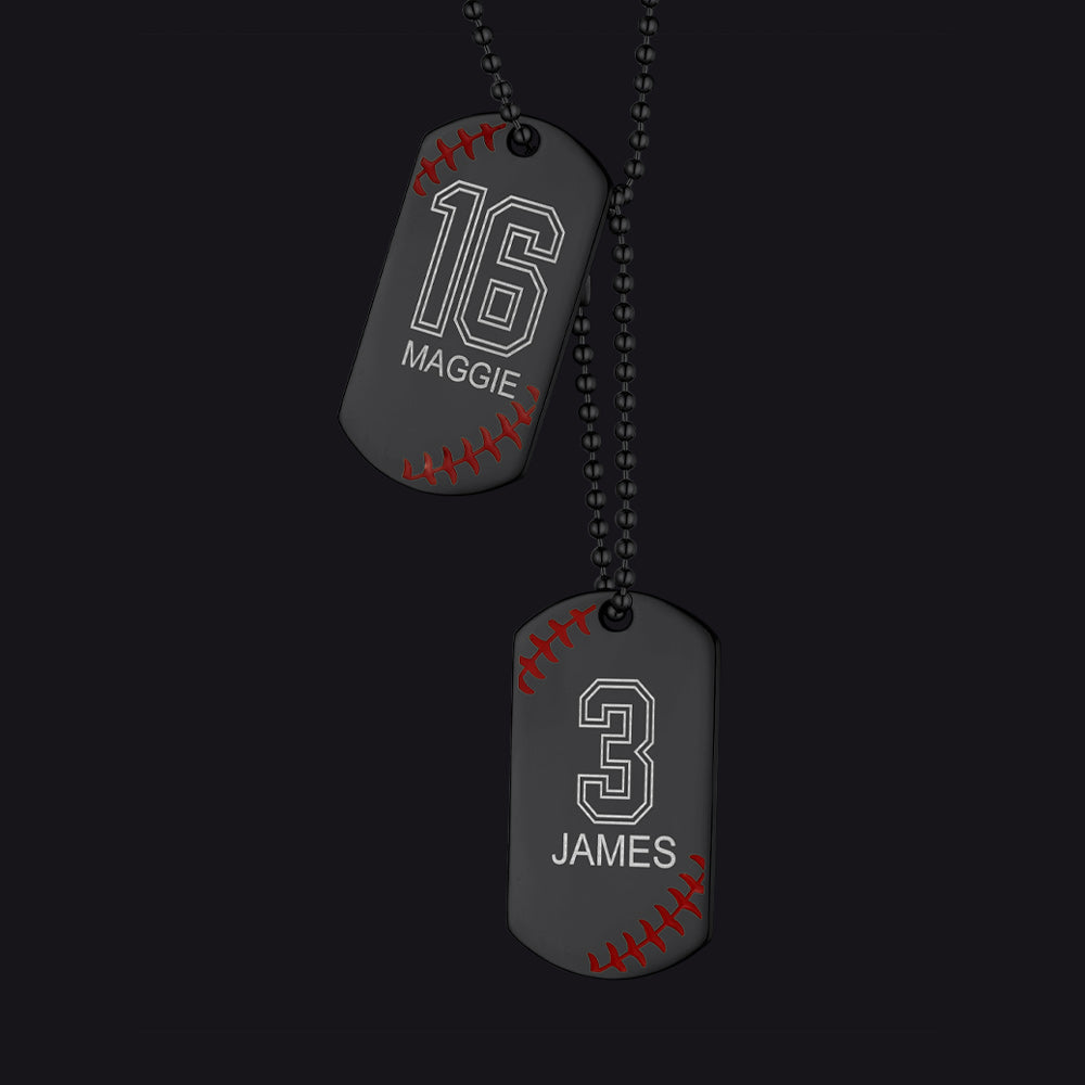 Stainless Steel Customized Baseball Number Dog Tag Necklace for Men