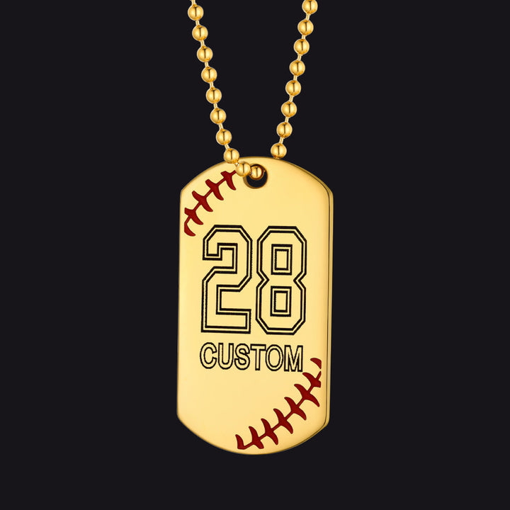 Stainless Steel Customized Baseball Number Dog Tag Necklace for Men