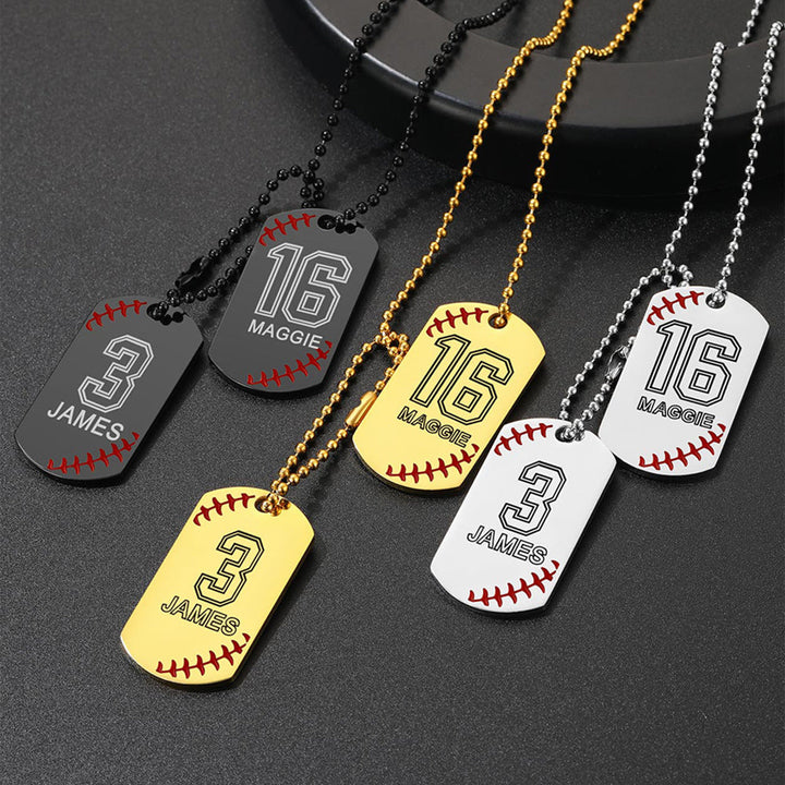 Stainless Steel Customized Baseball Number Dog Tag Necklace for Men
