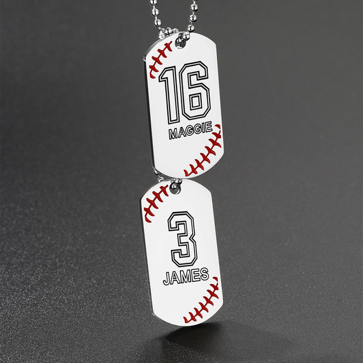 Stainless Steel Customized Baseball Number Dog Tag Necklace for Men