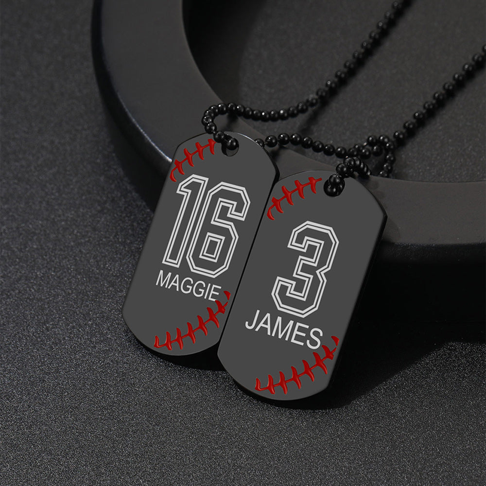 Stainless Steel Customized Baseball Number Dog Tag Necklace for Men