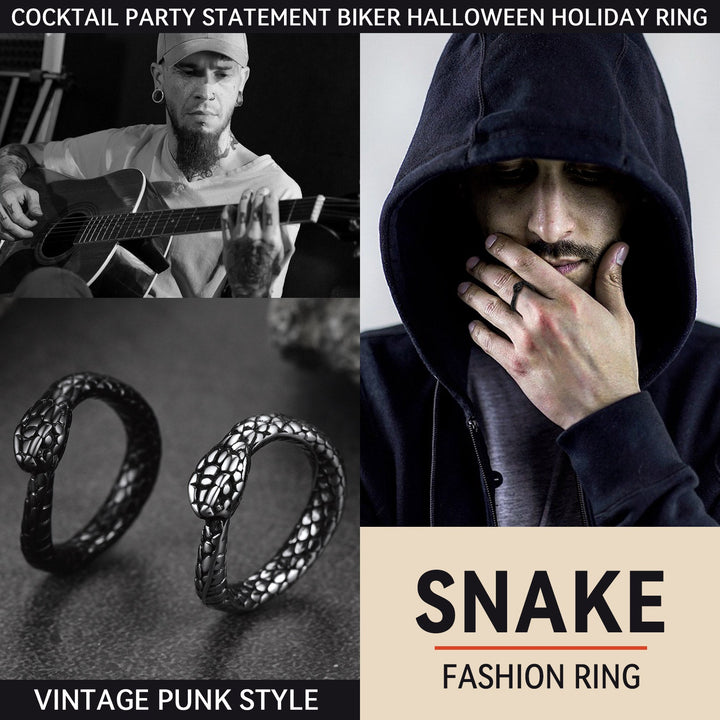 Stainless Steel Midi Snake Band Ring for Men and Women