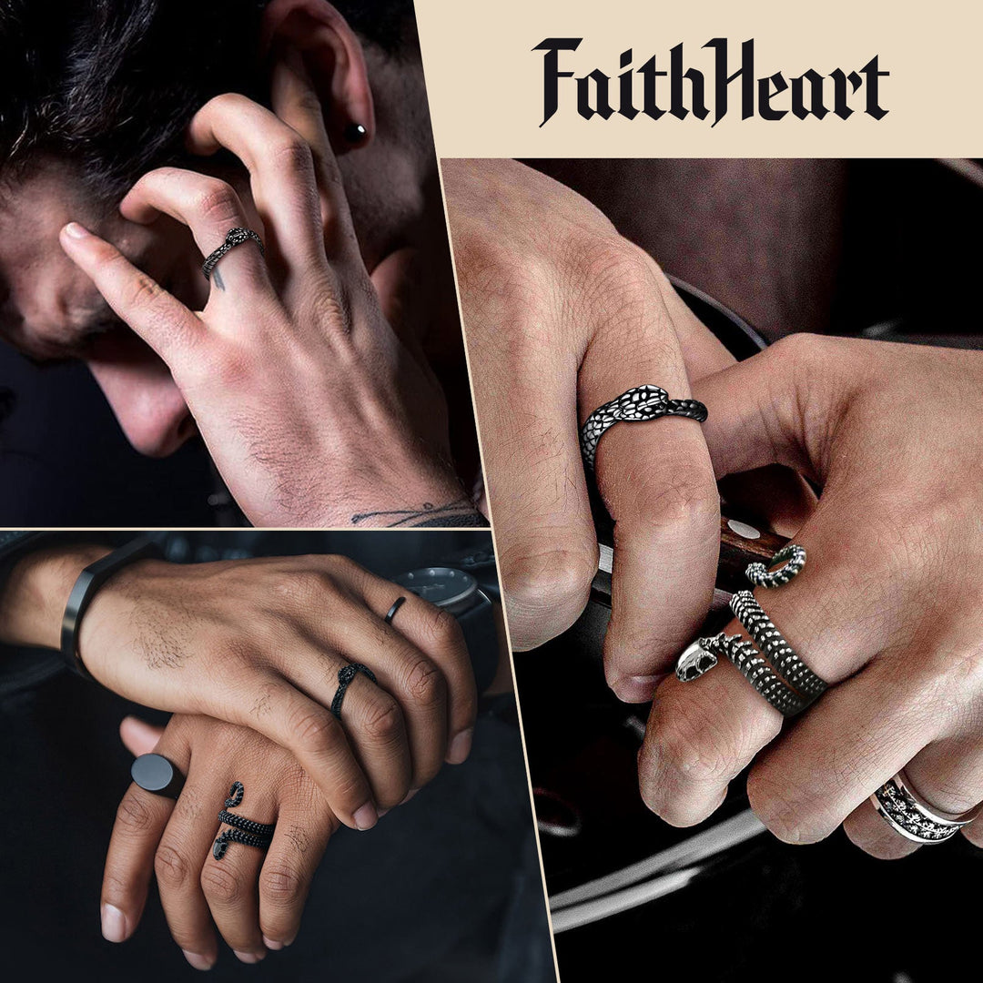 Stainless Steel Midi Snake Band Ring for Men and Women