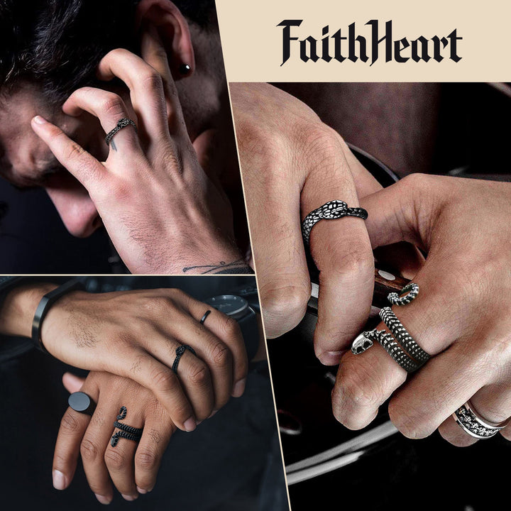 Stainless Steel Midi Snake Band Ring for Men and Women