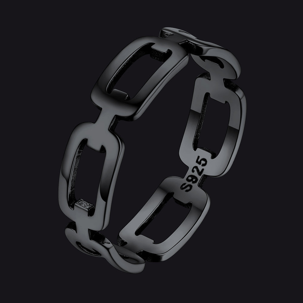 925 Sterling Silver Chain Link Rings for Women Men