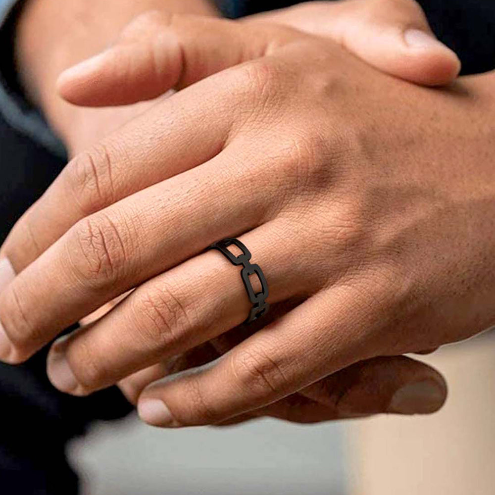 925 Sterling Silver Chain Link Rings for Women Men