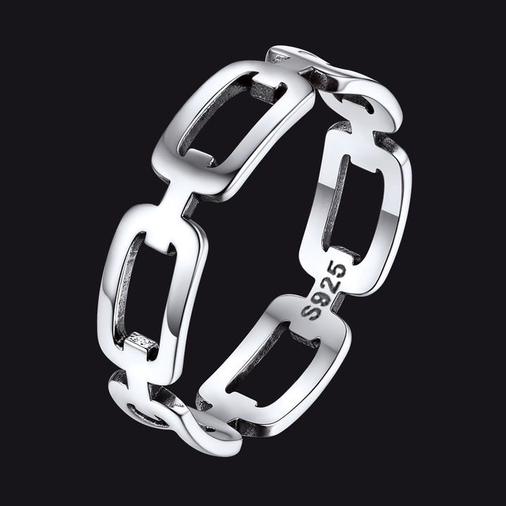 925 Sterling Silver Chain Link Rings for Women Men