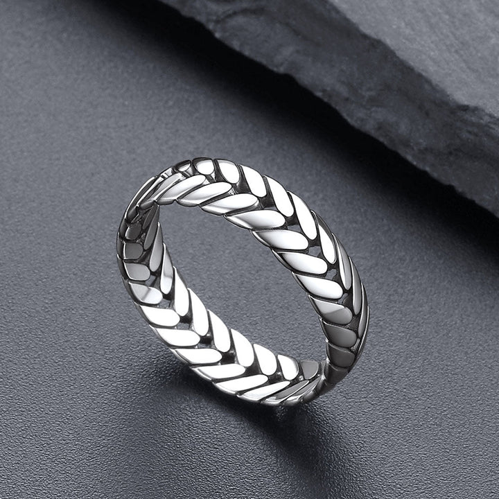 Sterling Silver Chunky Wheat Chain Band Rings 5MM Wide for Men Women